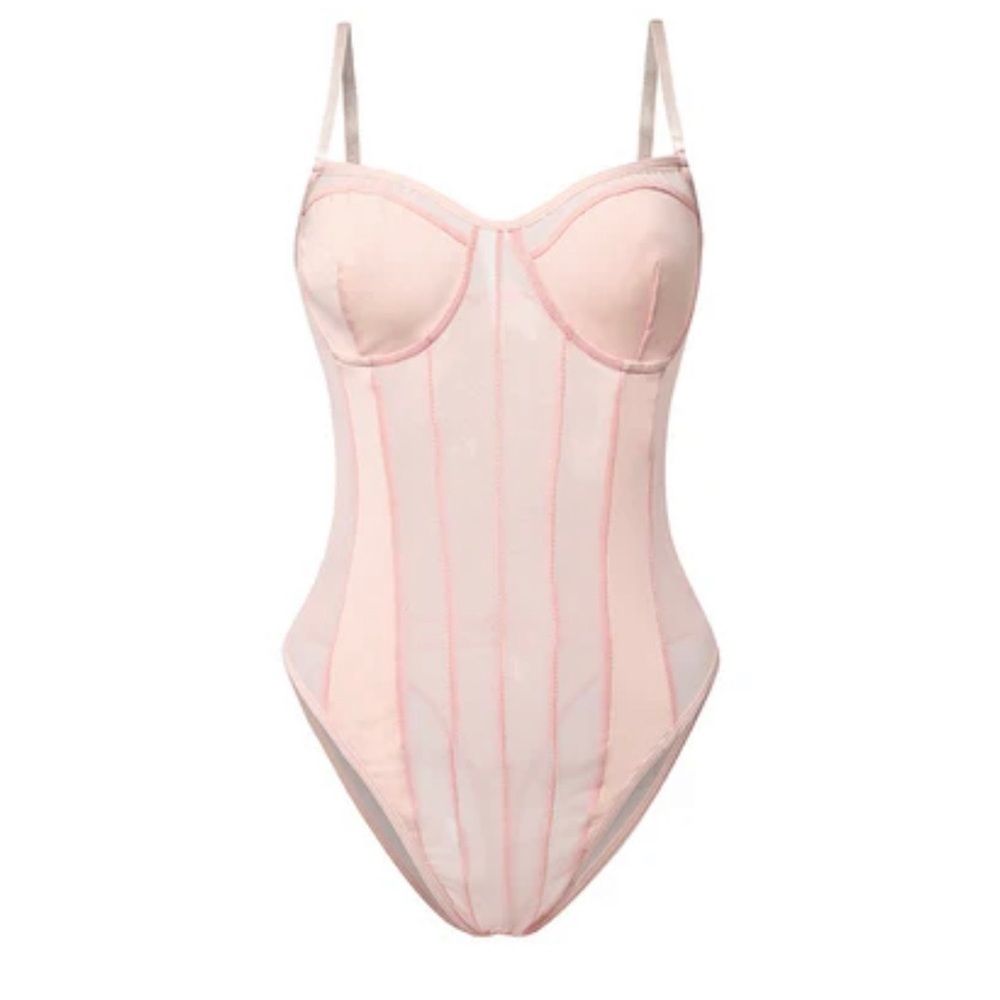 Chic Pink Striped Bodysuit